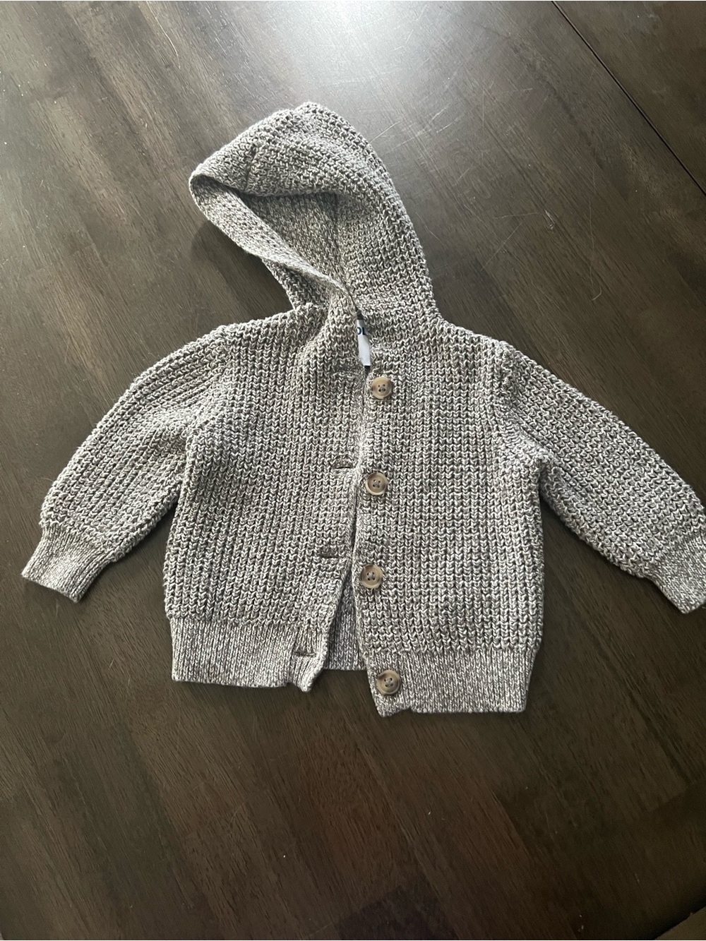 Old Navy Hooded Knit Button-Up Sweater in Gray